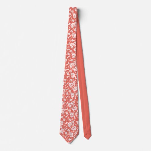 Peach Floral Pattern Custom Necktie ネクタイ (正面)