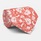 Peach Floral Pattern Custom Necktie ネクタイ (ロール)