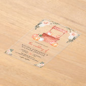 Peach Floral Pumpkin Market Wedding アクリル招待状 (レイダウン)