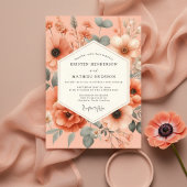Peach Floral Romance Wedding 招待状
