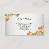 Peach Floral Silver Glitter Elegant Wedding Detail エンクロージャーカード (正面)