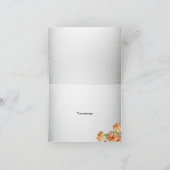 Peach Floral Silver Glitter Modern Wedding Party サンキューカード (内部)