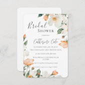 Peach Floral Watercolor Bridal Shower 招待状 (正面/裏面)