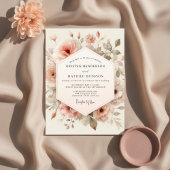 Peach Floral Whimsy Wedding 招待状