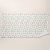 Peach Flowers ビーチタオル (正面)