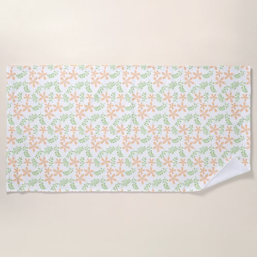 Peach Flowers ビーチタオル (正面)