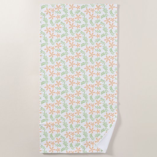 Peach Flowers ビーチタオル (正面)