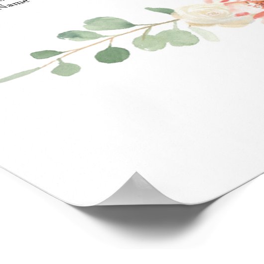 Peach flowers wedding dinner seating chart ポスター (角)