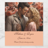 Peach Fuzzの結婚ワインラベルあなたの写真を追加 ワインラベル (シングルラベル)