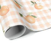 Peach Gingham Baby Shower Gift ラッピングペーパー (ロールコーナー)