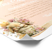 Peach Gingham Bunny 1st Birthday Sign ポスター (角)