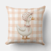 Peach Gingham Goose Watercolor クッション (正面)