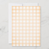 Peach Gingham Little Goose Brown Bow Baby Shower 招待状 (裏面)