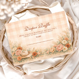 Peach Gingham Western Floral Diapper Raffle エンクロージャーカード