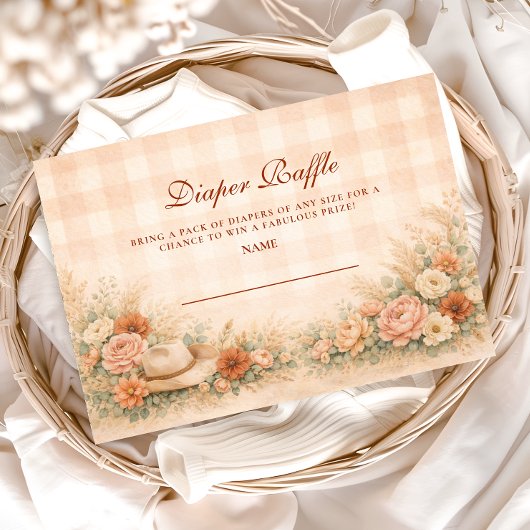 Peach Gingham Western Floral Diapper Raffle エンクロージャーカード