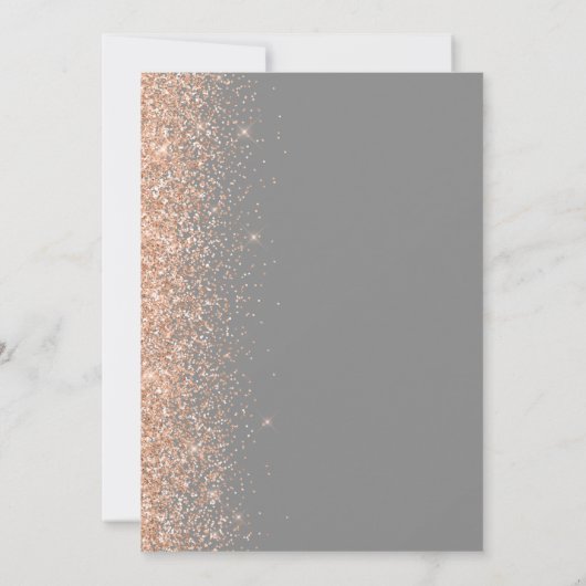 Peach Glitter Edge Gray Save the Date 案内状 (裏面)