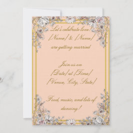 Peach & Gold Botanical Wedding Invitation | Elegan 招待状