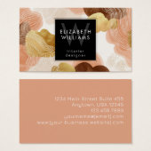 Peach Gold Modern Abstract Monogram Business Cards (正面&裏面)