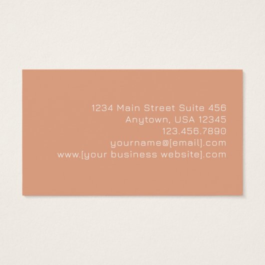 Peach Gold Modern Abstract Monogram Business Cards (裏面)