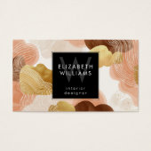 Peach Gold Modern Abstract Monogram Business Cards (正面)