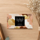 Peach Gold Modern Abstract Monogram Business Cards