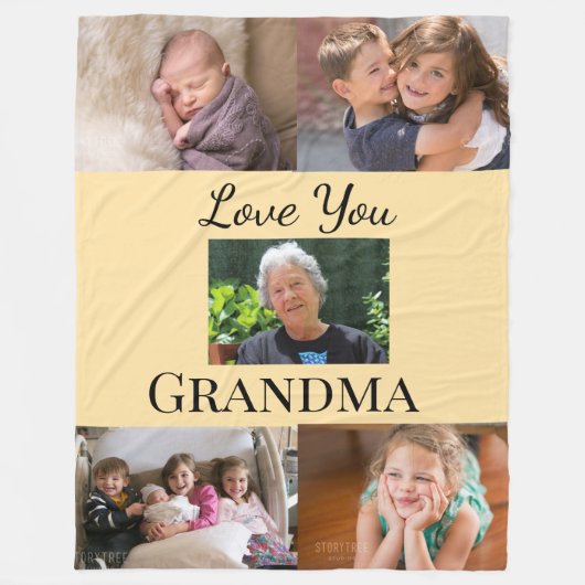 Peach Gradient 5-photo Family Tribute Keepsake フリースブランケット (正面)