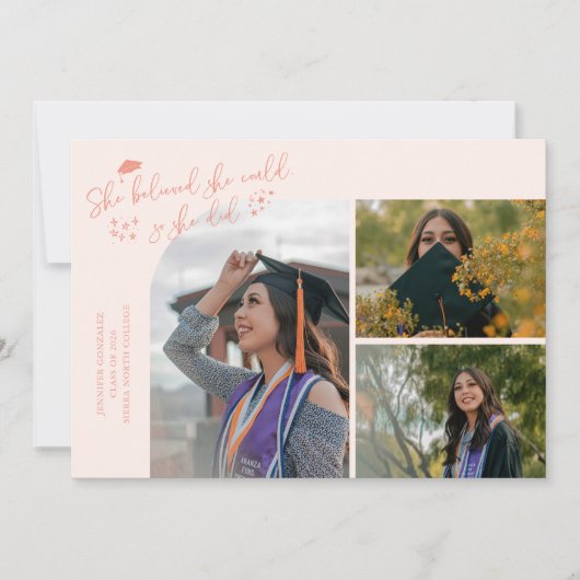 Peach Graduate She Believed Multi Photo 案内状 (正面)