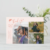 Peach Hand Written Thank You Multi Photo 案内状 (スタンド正面)