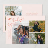 Peach Hand Written Thank You Multi Photo 案内状 (正面/裏面)