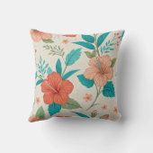 Peach Hibiscus Floral クッション (裏面)
