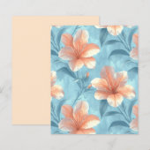 Peach Hibiscus Floral on Soft Blue Scrapbook Paper (正面/裏面)