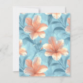 Peach Hibiscus Floral on Soft Blue Scrapbook Paper (正面)