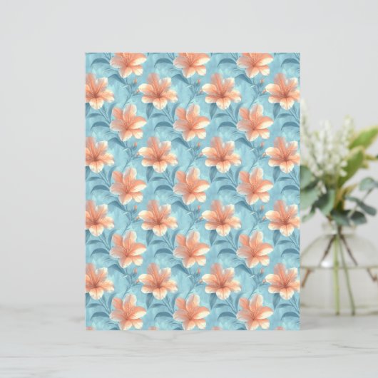 Peach Hibiscus Floral Scrapbook Paper (スタンド正面)