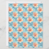 Peach Hibiscus Floral Scrapbook Paper (正面)