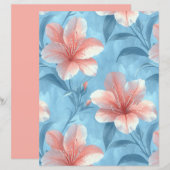 Peach Hibiscus Floral Scrapbook Paper (正面/裏面)