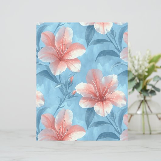 Peach Hibiscus Floral Scrapbook Paper (スタンド正面)