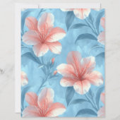 Peach Hibiscus Floral Scrapbook Paper (正面)