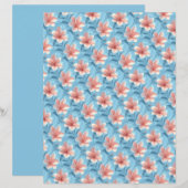 Peach Hibiscus Floral Scrapbook Paper (正面/裏面)