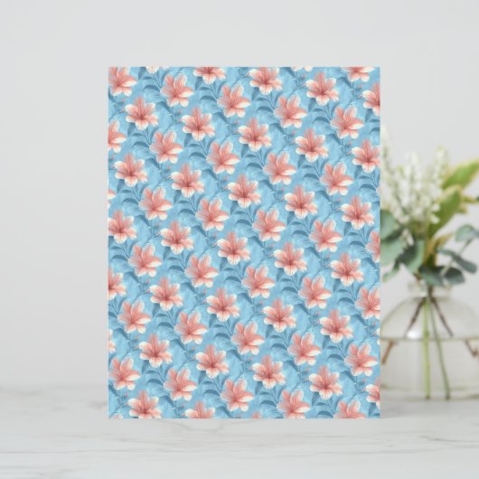 Peach Hibiscus Floral Scrapbook Paper (スタンド正面)