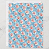 Peach Hibiscus Floral Scrapbook Paper (正面)