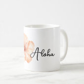 Peach Hibiscus Flower Aloha コーヒーマグカップ (正面右)