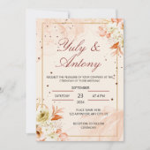 Peach Invitation boda durazno naranja claro 招待状 (正面)