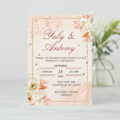 Peach Invitation boda durazno naranja claro 招待状 (スタンド正面)