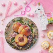 Peach Kitchen Rustic Summer Fruit Farmhouse Style  ペーパープレート (パーティー)