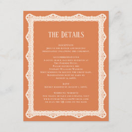 Peach Lace Details Reception Information Wedding エンクロージャーカード