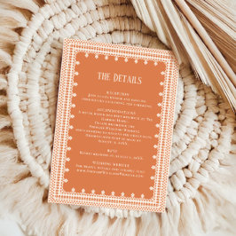 Peach Lace Details Reception Information Wedding エンクロージャーカード