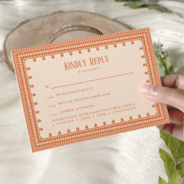 Peach Lace Elegant Wedding Invitation, 出欠カード