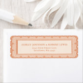 Peach Lace Wedding Invitation Return Address ラベル (インサイチュ)