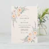 Peach Lavender Bloom Flourish Wedding 招待状 (スタンド正面)