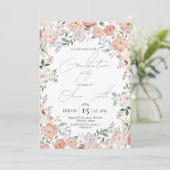 Peach & Lavender Floral Graduation Invite 招待状 (スタンド正面)